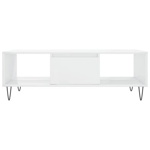 Sofabord 104x60x35 cm konstrueret træ hvid højglans
