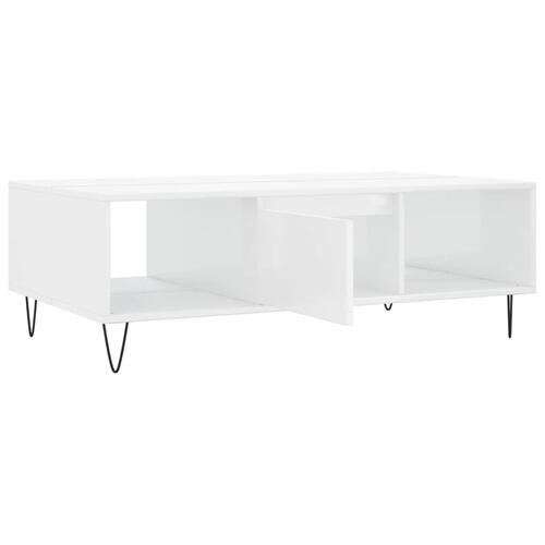 Sofabord 104x60x35 cm konstrueret træ hvid højglans