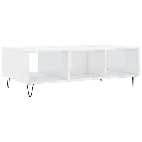 Sofabord 104x60x35 cm konstrueret træ hvid højglans