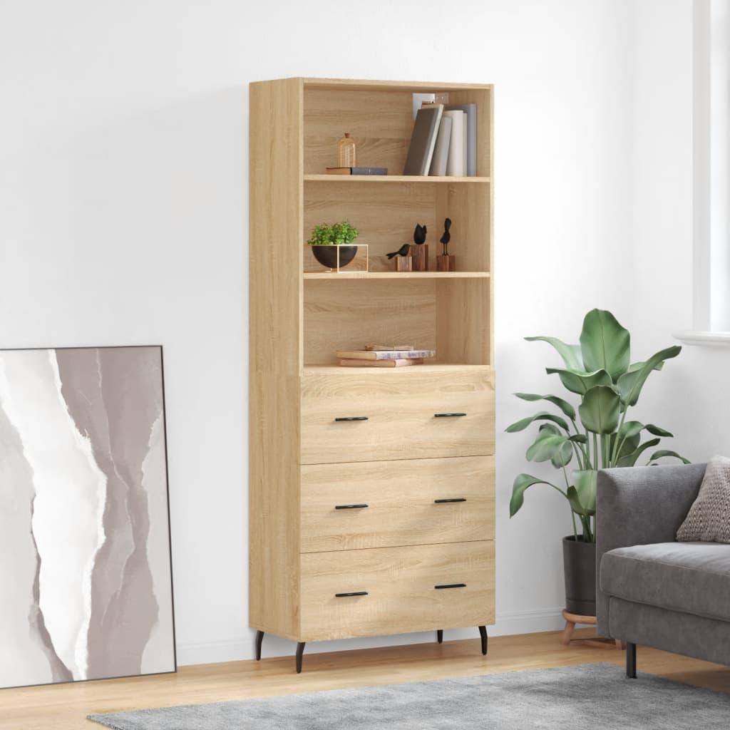 Højskab 69,5x34x180 cm konstrueret træ sonoma-eg billede