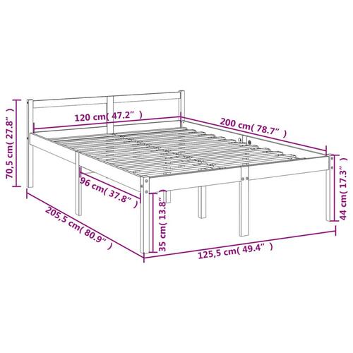 Seniorseng 120x200 cm massivt fyrretræ