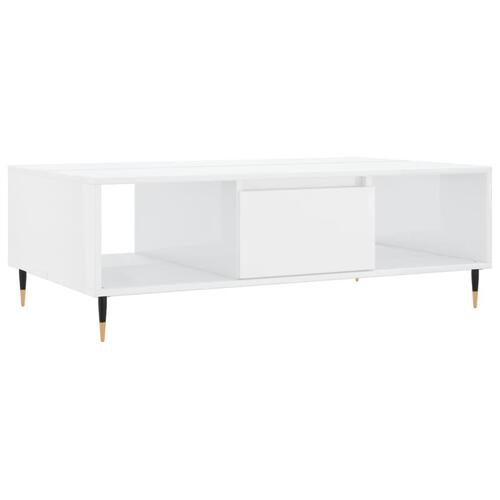 Sofabord 104x60x35 cm konstrueret træ hvid højglans