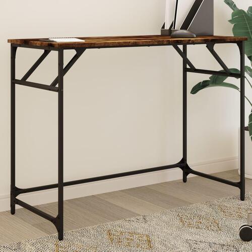 Skrivebord 100x45x76 cm konstrueret træ og stål røget eg