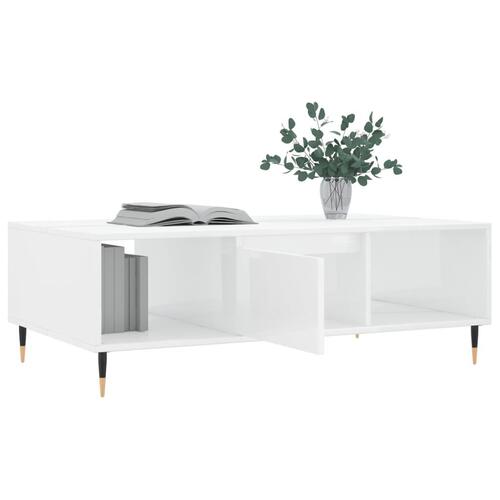 Sofabord 104x60x35 cm konstrueret træ hvid højglans