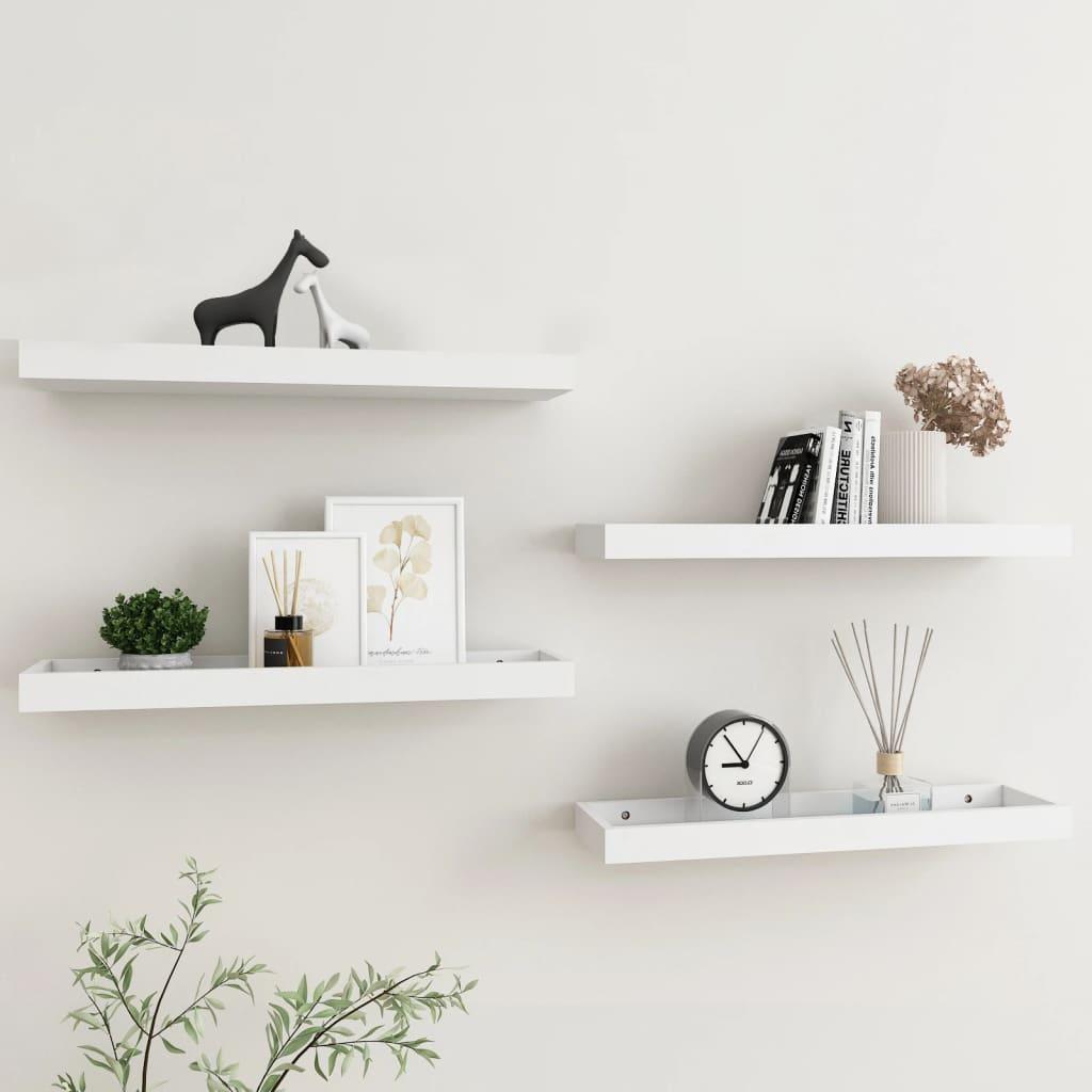Svævehylder 4 stk. 60x15x4 cm MDF hvid