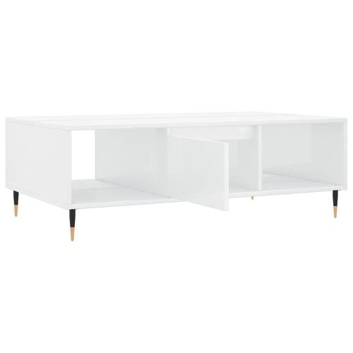 Sofabord 104x60x35 cm konstrueret træ hvid højglans