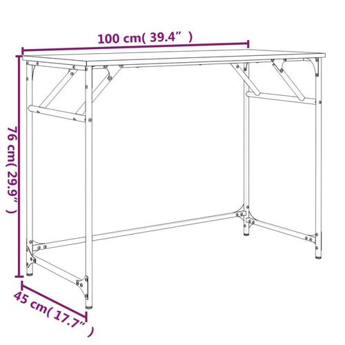 Skrivebord 100x45x76 cm konstrueret træ og stål røget eg