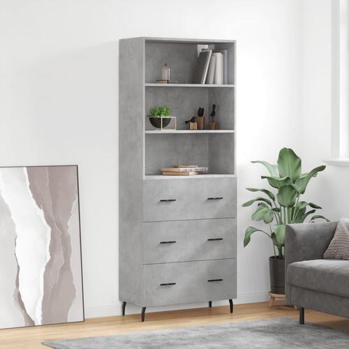 Højskab 69,5x34x180 cm konstrueret træ betongrå