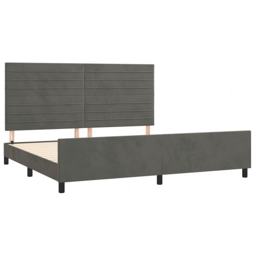Sengeramme uden madras - mørkegrå fløjl 200 x 200 cm med justerbar sengegavl