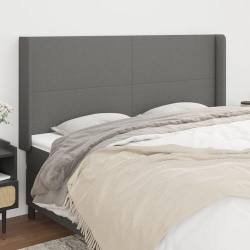 Sengegavl med kanter 203x16x118/128 cm stof mørkegrå