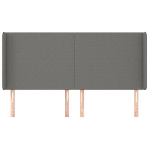 Sengegavl med kanter 203x16x118/128 cm stof mørkegrå