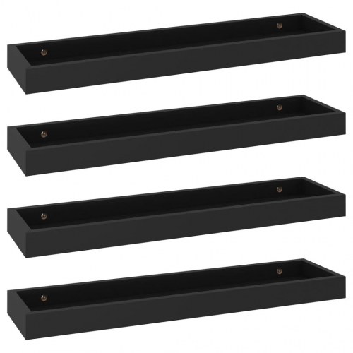 Svævehylder 4 stk. 60x15x4 cm MDF sort