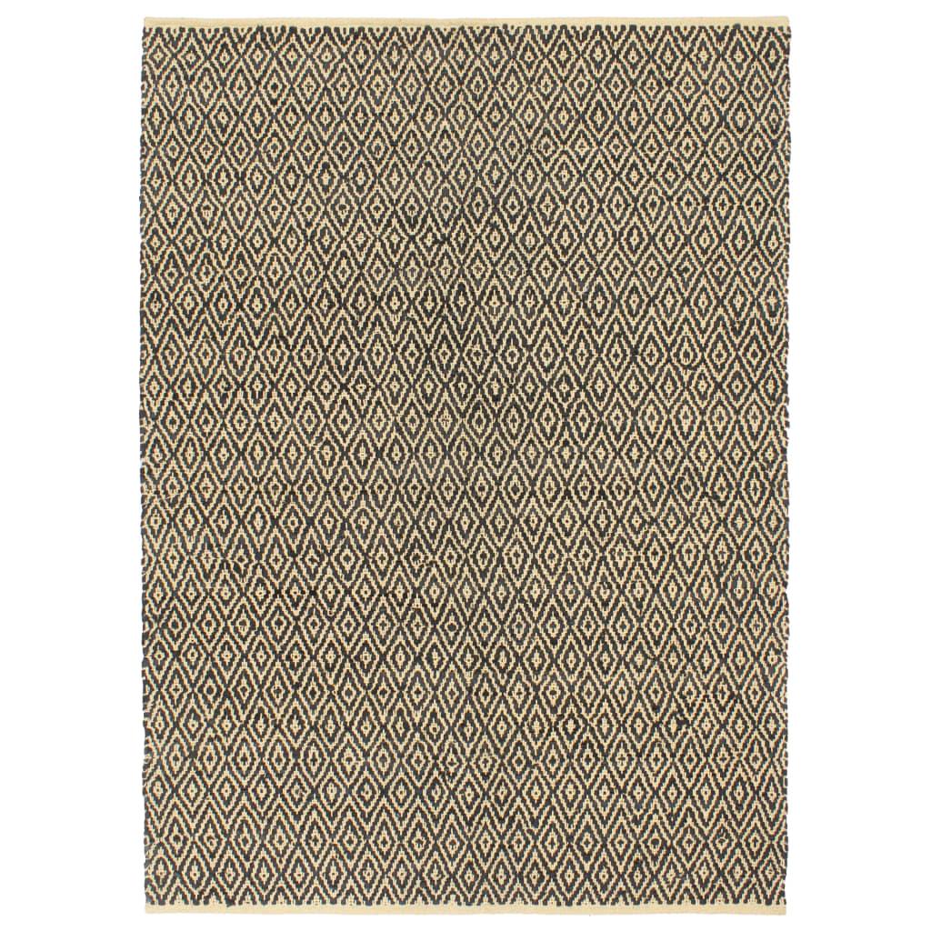 Håndvævet chindi-tæppe læder bomuld 120 x 170 cm sort