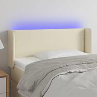 Sengegavl med LED-lys 103x16x78/88 cm kunstlæder cremefarvet
