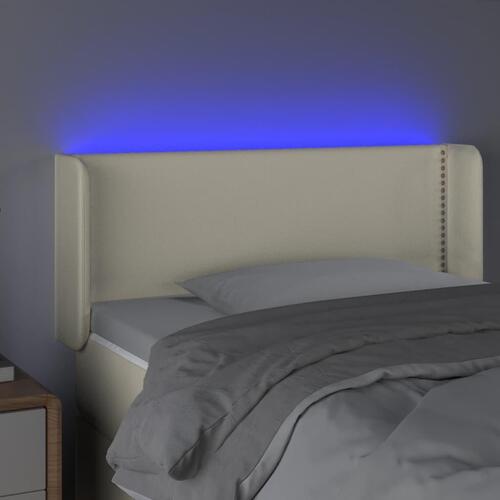 Sengegavl med LED-lys 103x16x78/88 cm kunstlæder cremefarvet