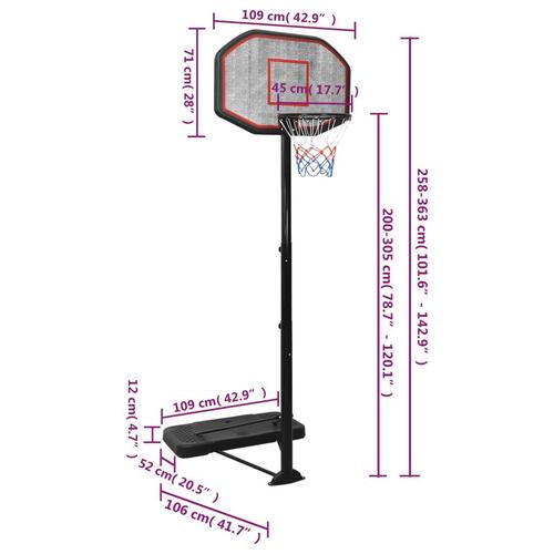 Basketballstativ 258-363 cm polyethylen sort