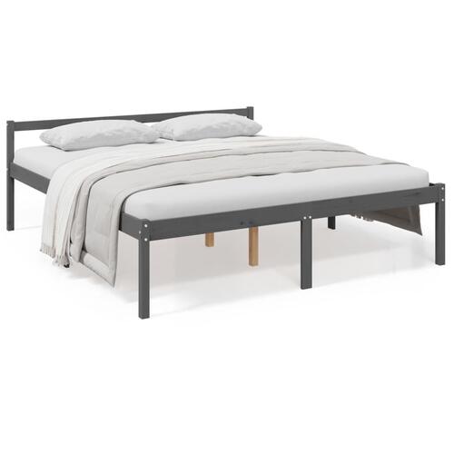 Seniorseng 180x200 cm super kingsize massivt fyrretræ grå