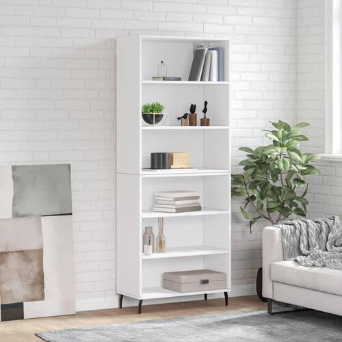 Reol 69,5x32,5x180 cm konstrueret træ hvid