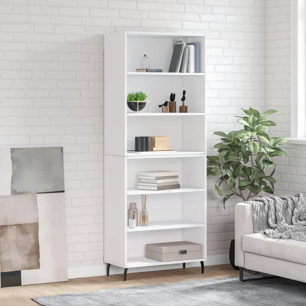 Reol 69,5x32,5x180 cm konstrueret træ hvid