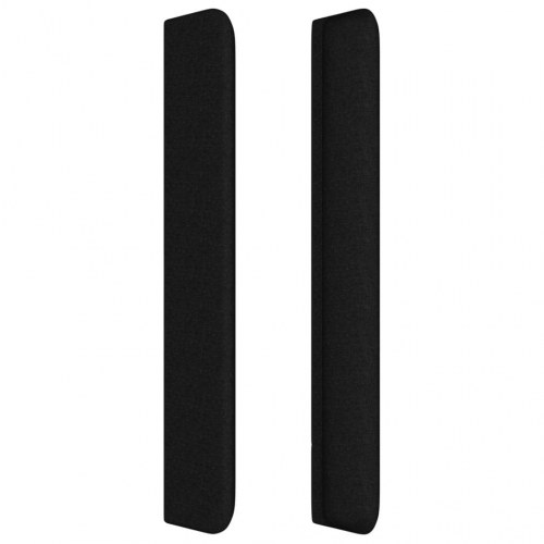 Sengegavl med kanter i stof 203 x 16 x 118/128 cm - sort