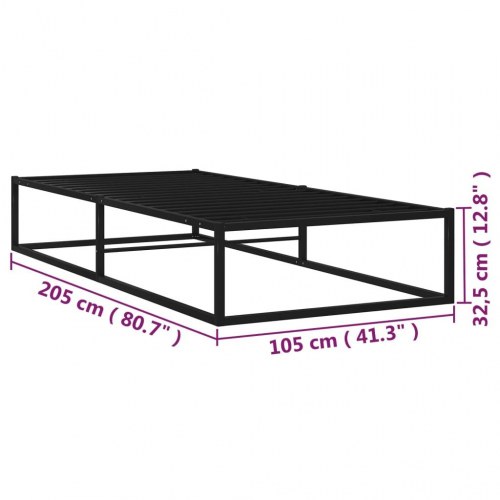 Sengestel i metal 100x200 cm - sort enkeltseng med lamelbund