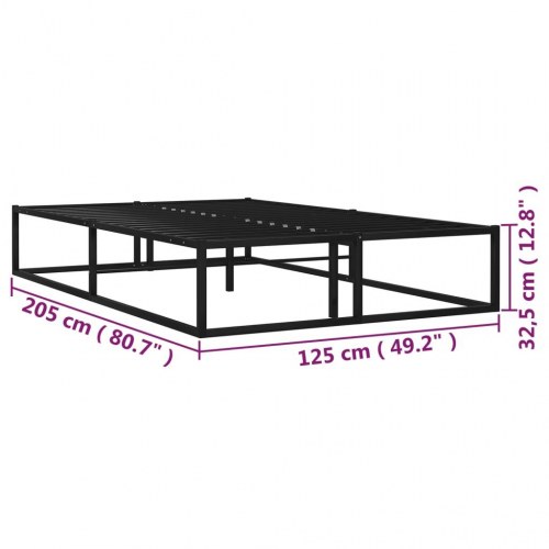 Sengestel i metal 120×200 cm - sort, lamelbund inkluderet
