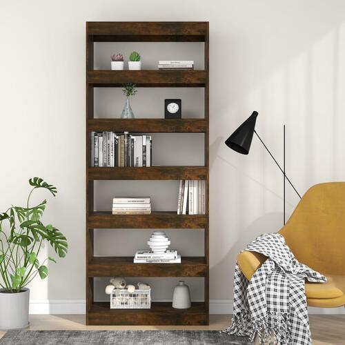 Bogreol/rumdeler 80x30x198 cm konstrueret træ røget egetræ