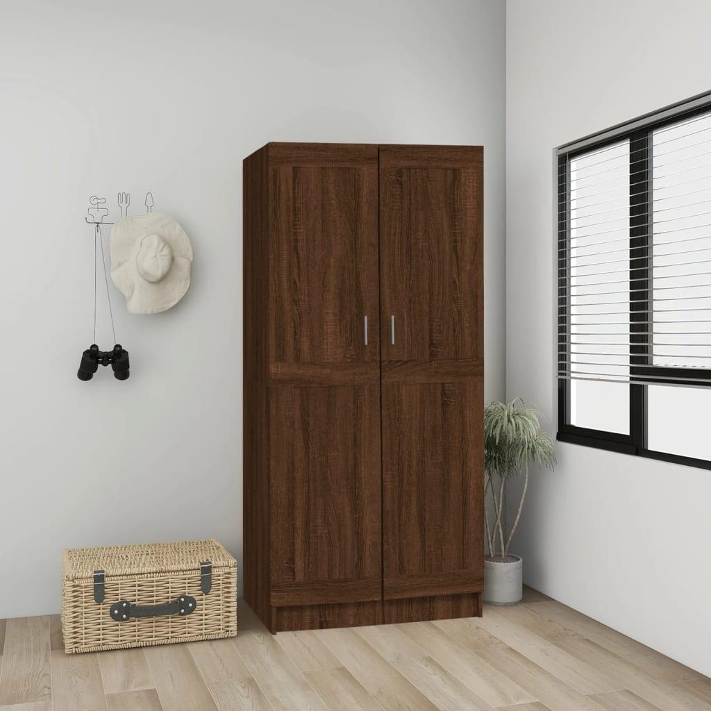 Klædeskab 82,5x51,5x180 cm konstrueret træ brun egetræsfarve