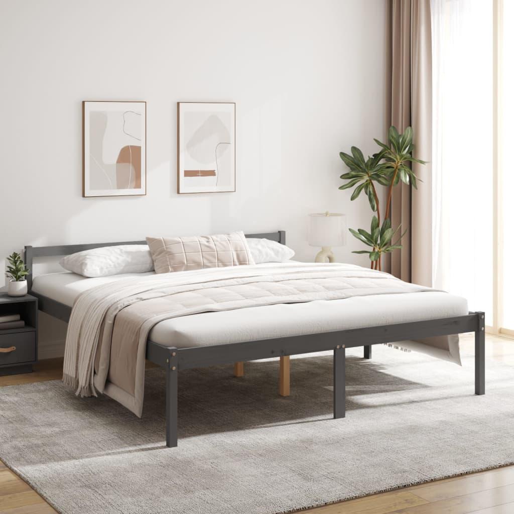Seniorseng 200x200 cm massivt fyrretræ grå