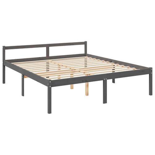 Seniorseng 200x200 cm massivt fyrretræ grå