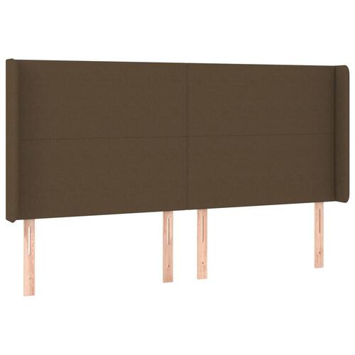 Sengegavl med kanter 203x16x118/128 cm stof mørkebrun