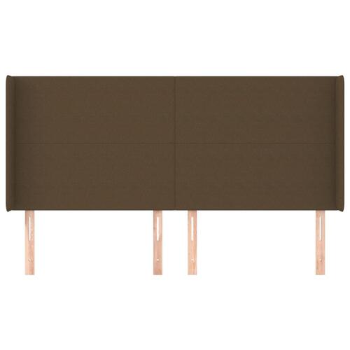 Sengegavl med kanter 203x16x118/128 cm stof mørkebrun