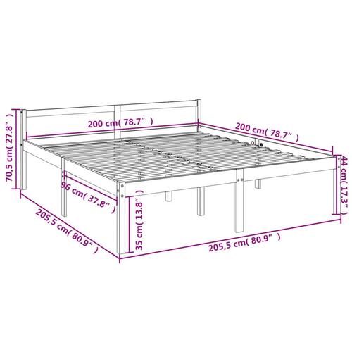 Seniorseng 200x200 cm massivt fyrretræ grå