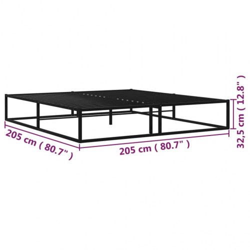 Sengestel 200 x 200 cm i sort metal - sengeramme med lamelbund