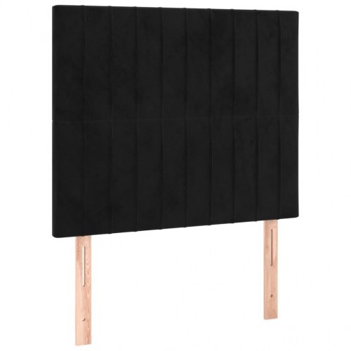Sengeramme med sengegavl 90x200 cm - fløjl, sort
