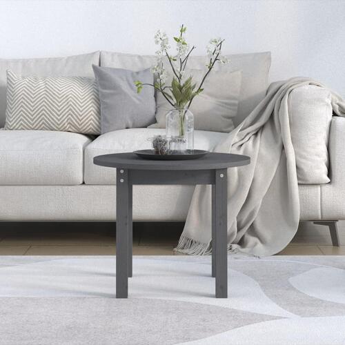 Sofabord Ø 55x45 cm massivt fyrretræ grå