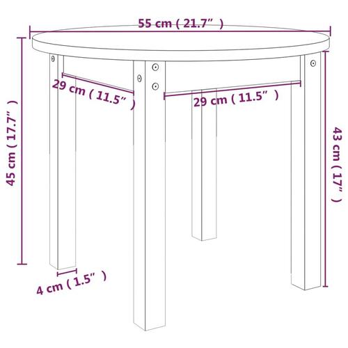 Sofabord Ø 55x45 cm massivt fyrretræ grå