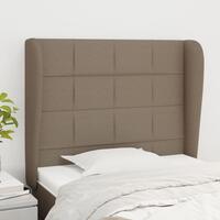 Sengegavl med kanter 103x23x118/128 cm stof gråbrun
