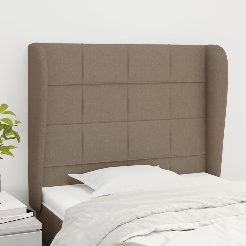 Sengegavl med kanter 103x23x118/128 cm stof gråbrun