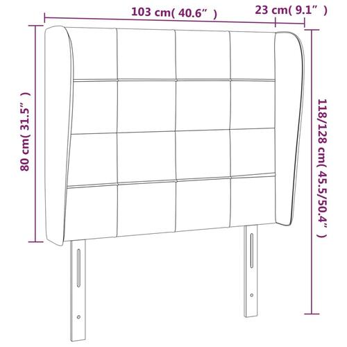 Sengegavl med kanter 103x23x118/128 cm stof gråbrun