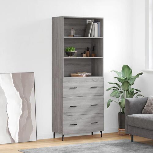 Højskab 69,5x34x180 cm konstrueret træ grå sonoma-eg