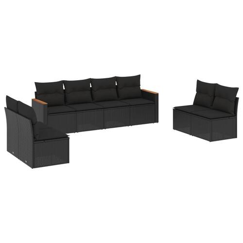 Sofasæt til haven 8 dele med hynder polyrattan sort