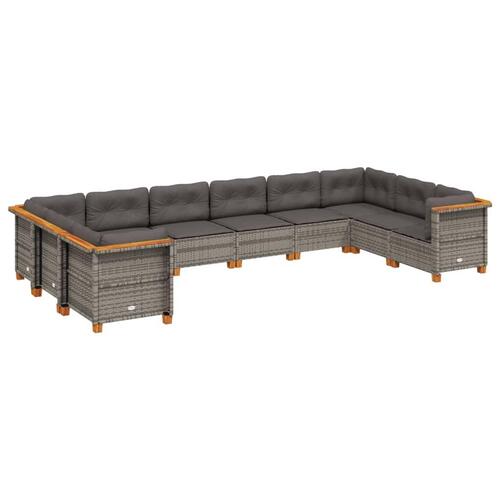 Sofasæt til haven 10 dele med hynder polyrattan grå
