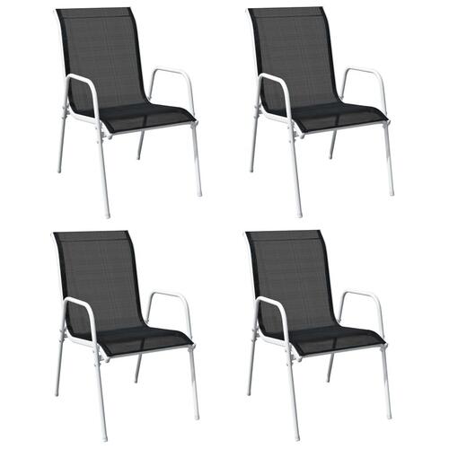 Havestole 4 stk. stabelbare stål og textilene sort