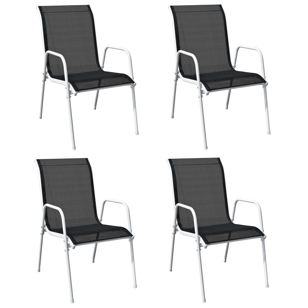 Havestole 4 stk. stabelbare stål og textilene sort