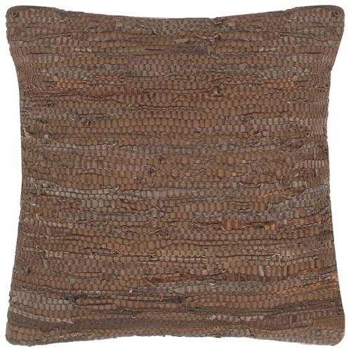 Puder 2 stk. chindi brun 45 x 45 cm læder og bomuld