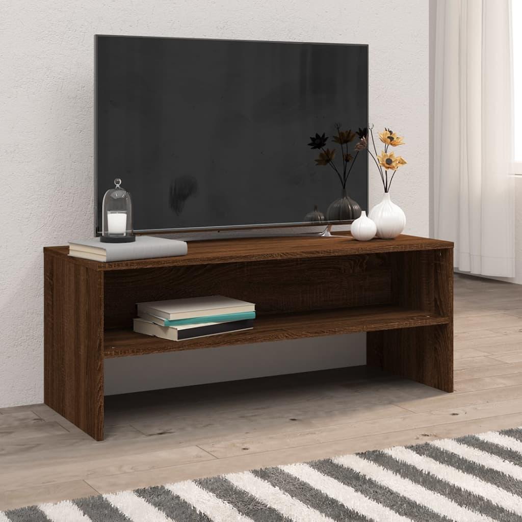 Tv-bord 100x40x40 cm konstrueret træ brun egetræsfarve