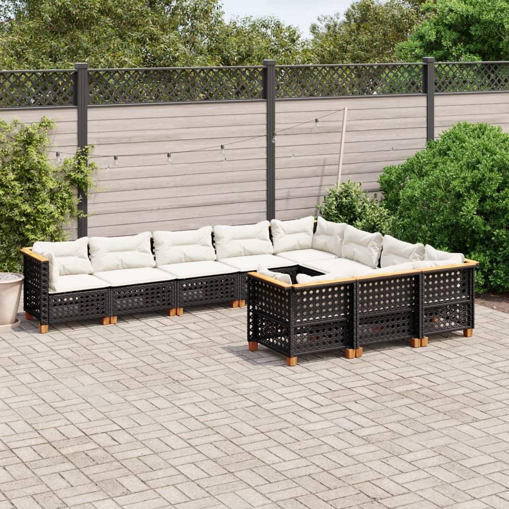 Sofasæt til haven 10 dele med hynder polyrattan sort billede
