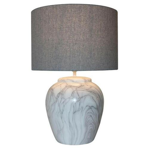 Bordlampe Lærred Keramik Grå Hvid (38 x 38 x 58 cm)