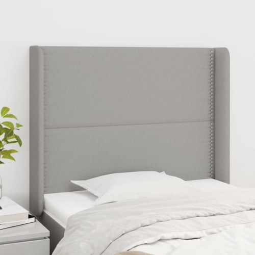 Sengegavl med kanter 83x16x118/128 cm stof lysegrå